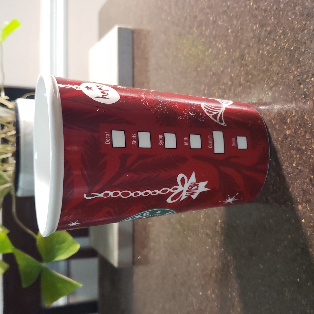 🌲Starbucks Christmas Coffee Mug 2010 Tree Ornament Red Tall Grande Latte - Picture 5 of 5